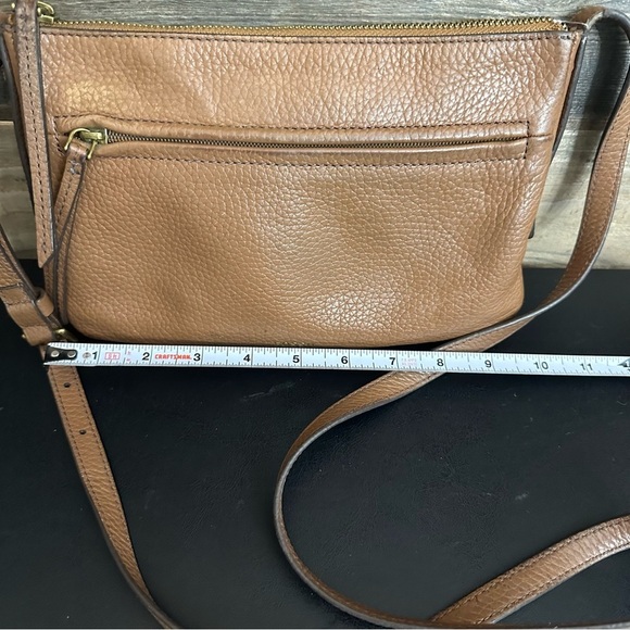 Fossil Gemma Tan/Brown Pebbled Leather Crossbody Handbag Purse Shoulder Bag - Picture 2 of 10
